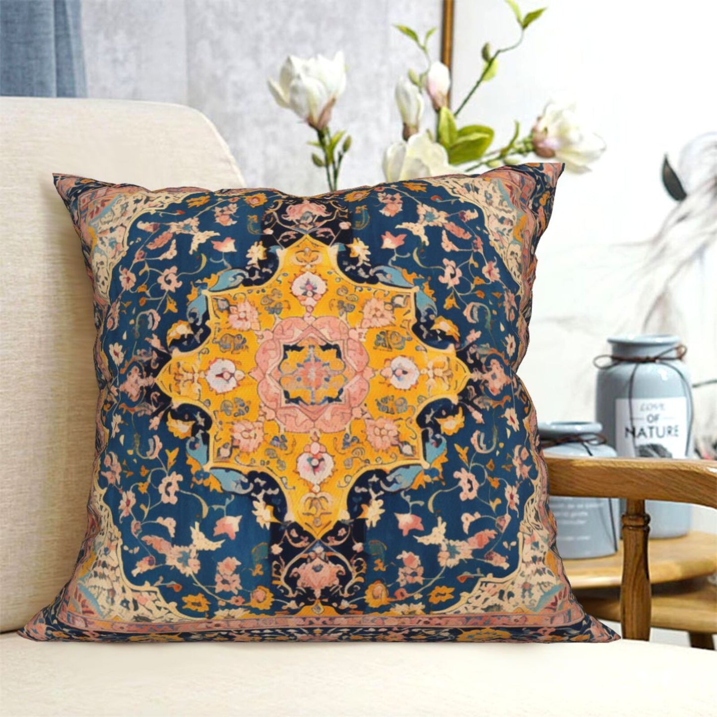 Ethnic Throw Pillow Covers 18x18 inch Boho Carpet Cushion Covers for Sofa Couch