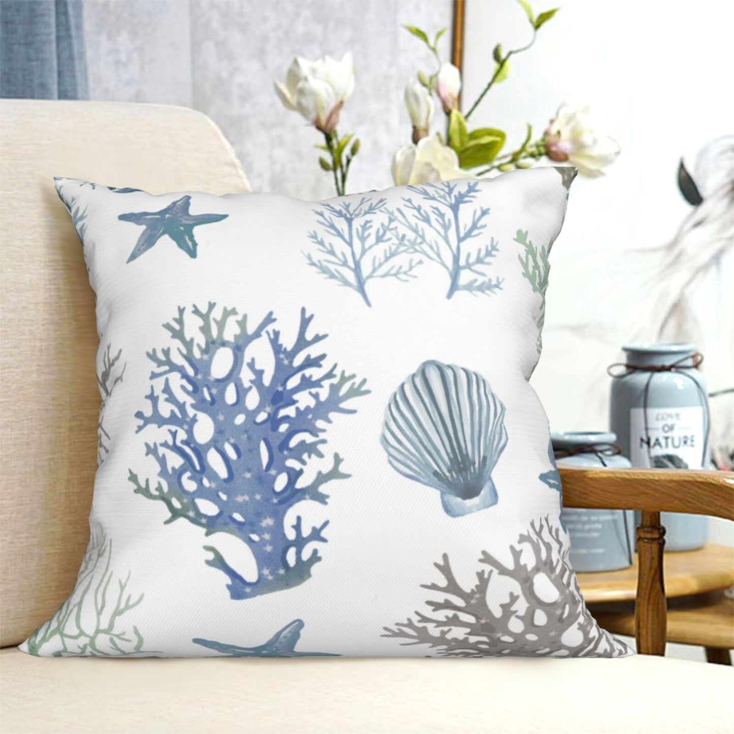 Coastal Throw Pillow Covers 18x18 inch Nautical Cushion Covers for Sofa Couch Living Room