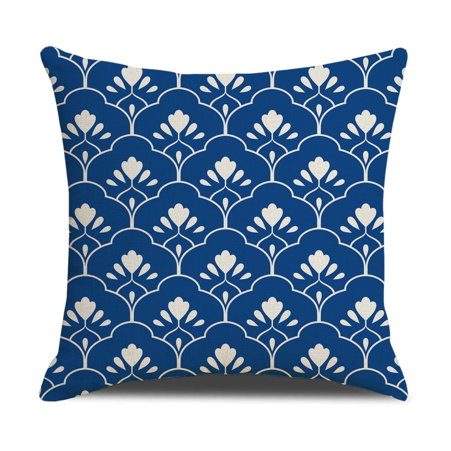 HOSTECCO Blue and White Floral Throw Pillow Covers 18x18 inch Set of 4 Rustic Flower Pillow Cases Vintage Decorative Cushion Covers for Sofa Couch