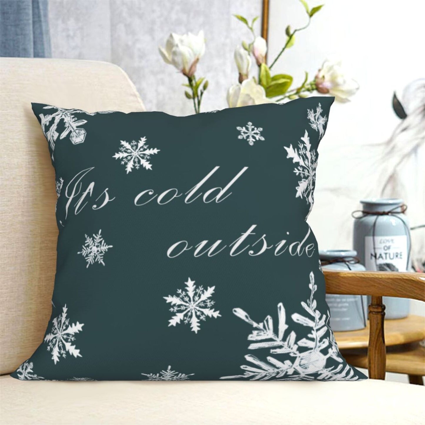Winter Throw Pillow Covers 18x18 inch Set of 4 Snowflake Tree Cushion Covers for Sofa Living Room