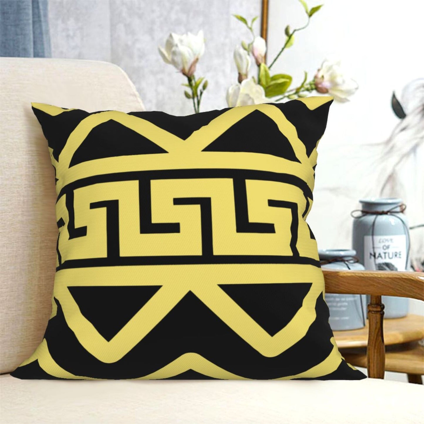 Geometric Cushion Covers 18x18 inchs Greek Key Ethnic Cushion Cases for Sofa Couch