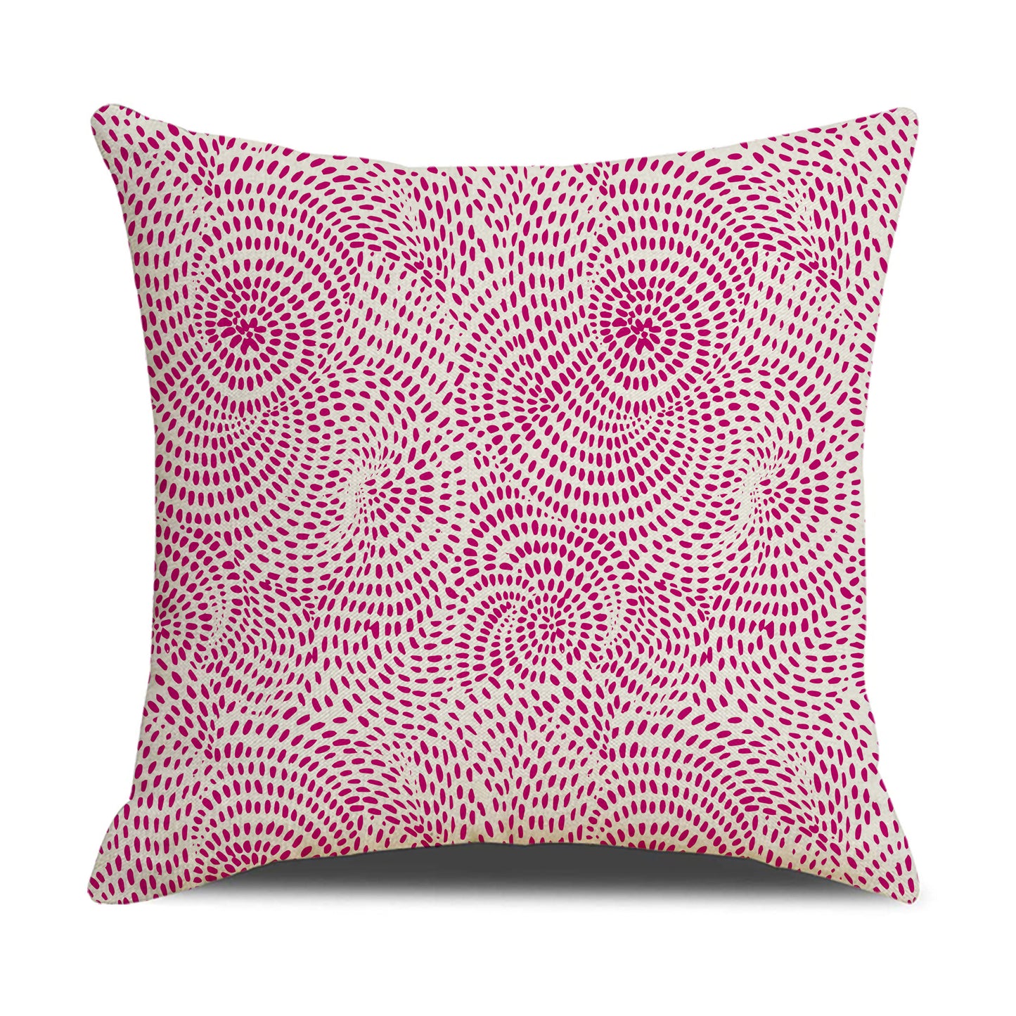 HOSTECCO Floral Throw Pillow Covers 18x18 inch Set of 4 Rustic Flower Pillow Cases Pink Color Dot Decorative Cushion Covers for Sofa Couch