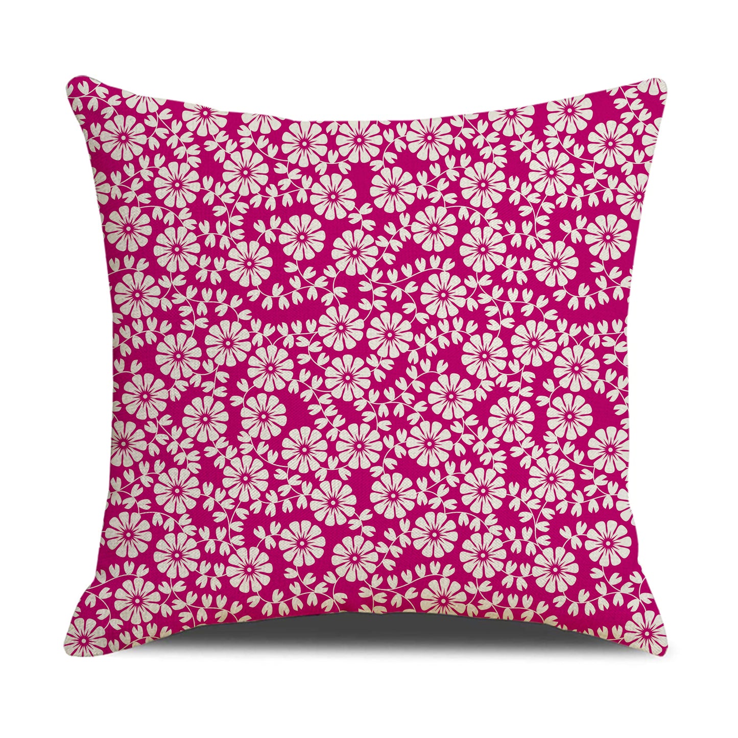 HOSTECCO Floral Throw Pillow Covers 18x18 inch Set of 4 Rustic Flower Pillow Cases Pink Color Dot Decorative Cushion Covers for Sofa Couch