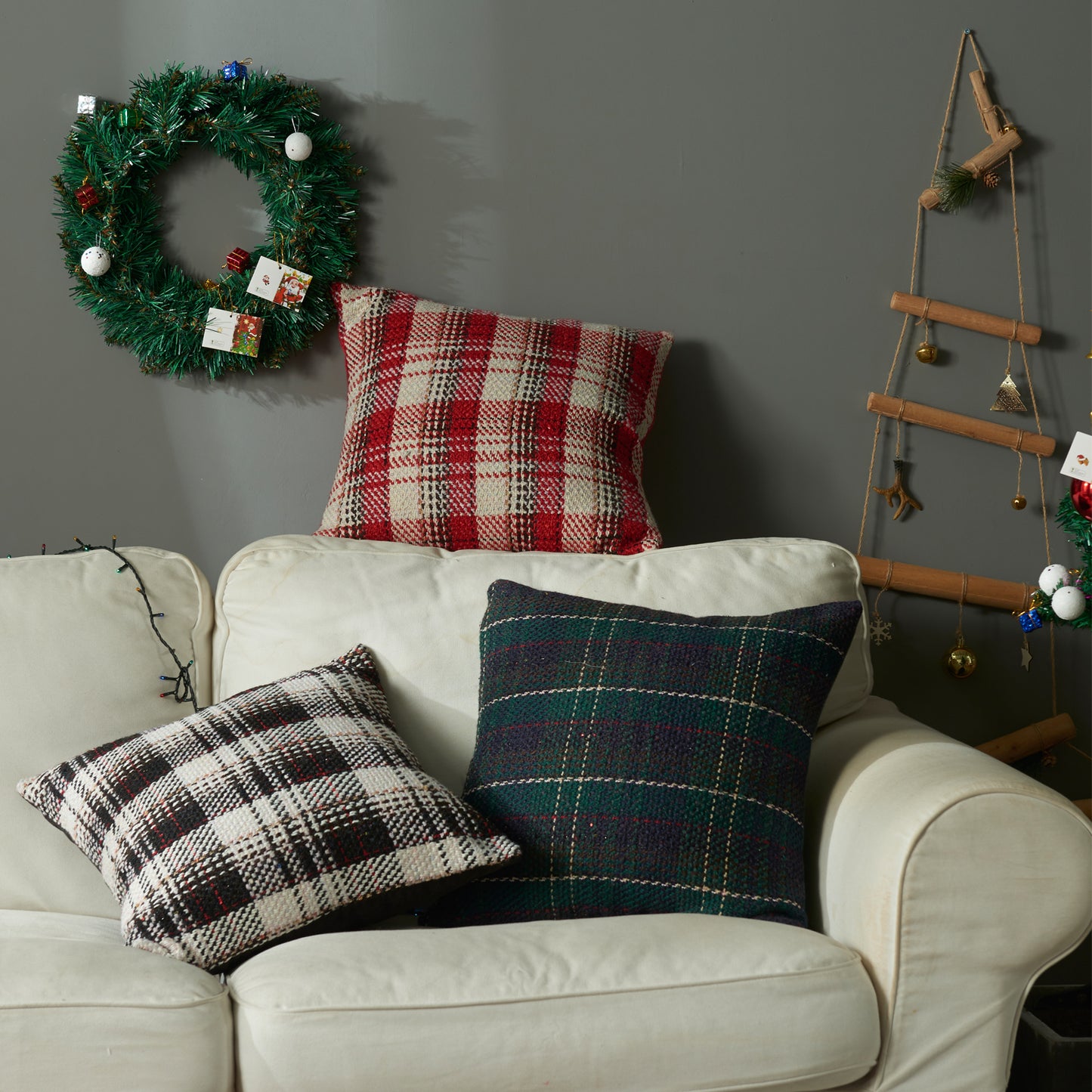 CKNCZ,HOSTECCO Knitted Pillow Covers Retro Plaid Tartan Pillow Cases for Sofa Bed