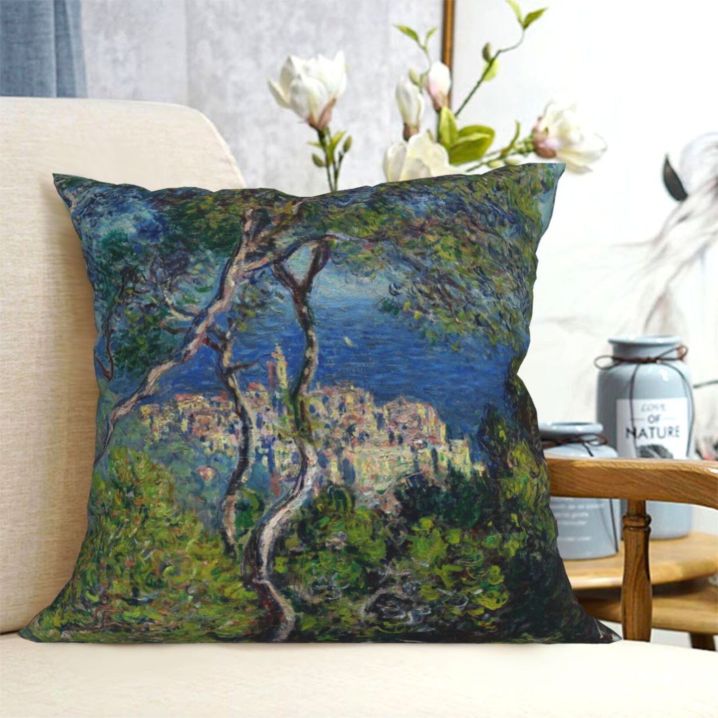 Claude Monet Pillow Covers Set of 4 Art Design Cushion Covers 18 x 18 Inches