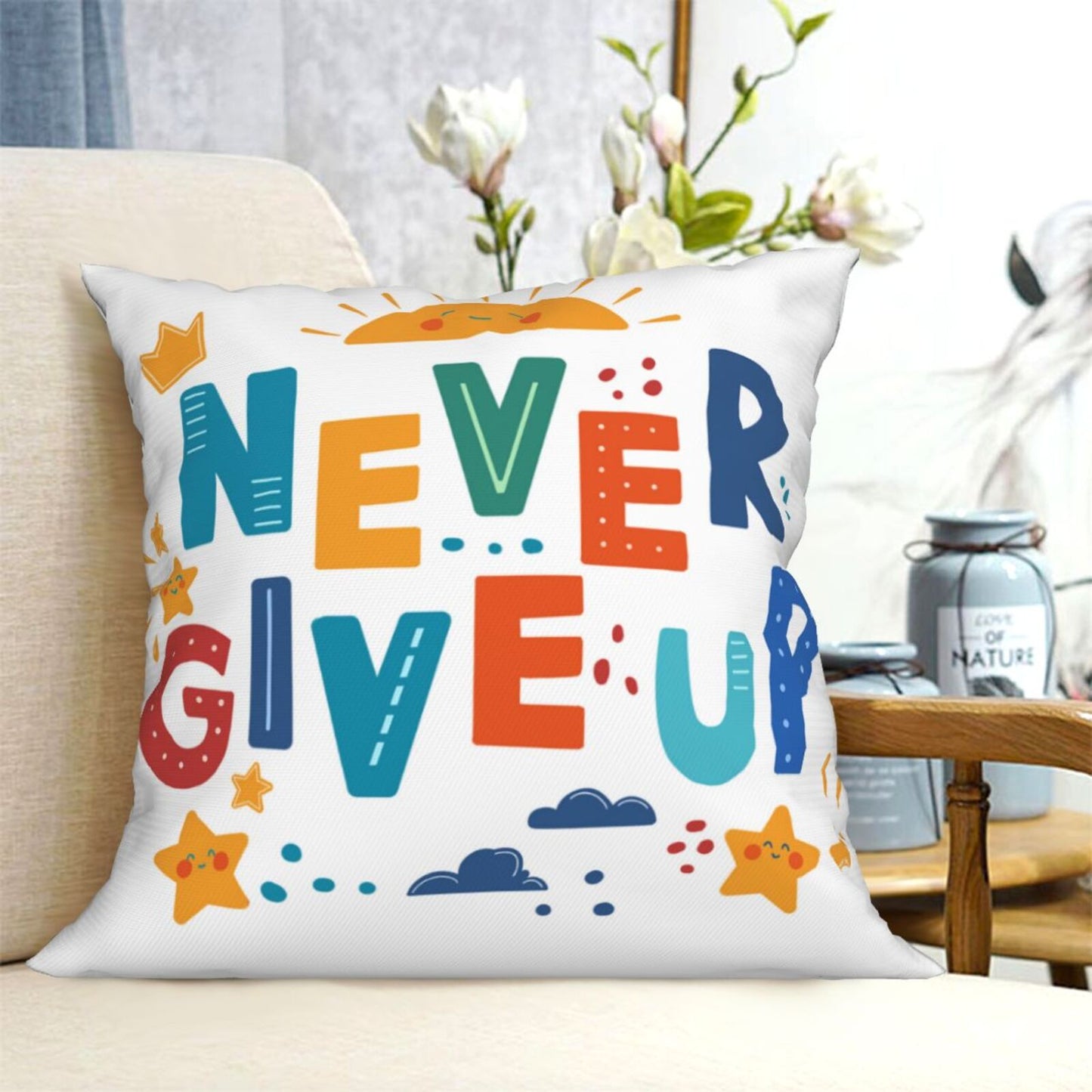 Colorful Classroom Pillow Covers 18x18 inch Set of 4 Inspirational Quotes Decorative Cushion Covers for Kids Children