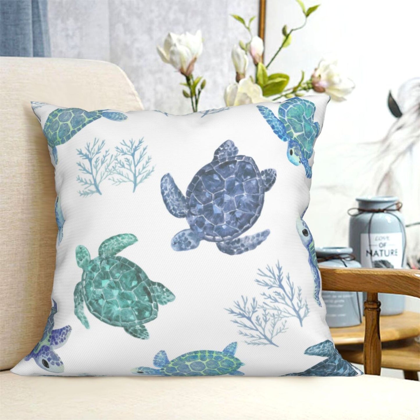 Coastal Throw Pillow Covers 18x18 inch Nautical Cushion Covers for Sofa Couch Living Room