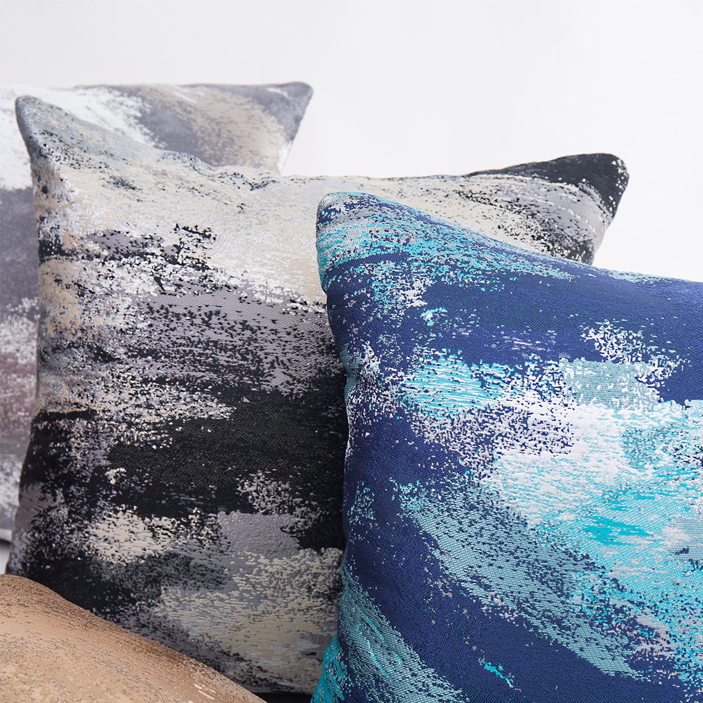 Abstract Throw Pillow Covers 18x18 inch Set of 2 Jacquard Textured Decorative Cushion Covers