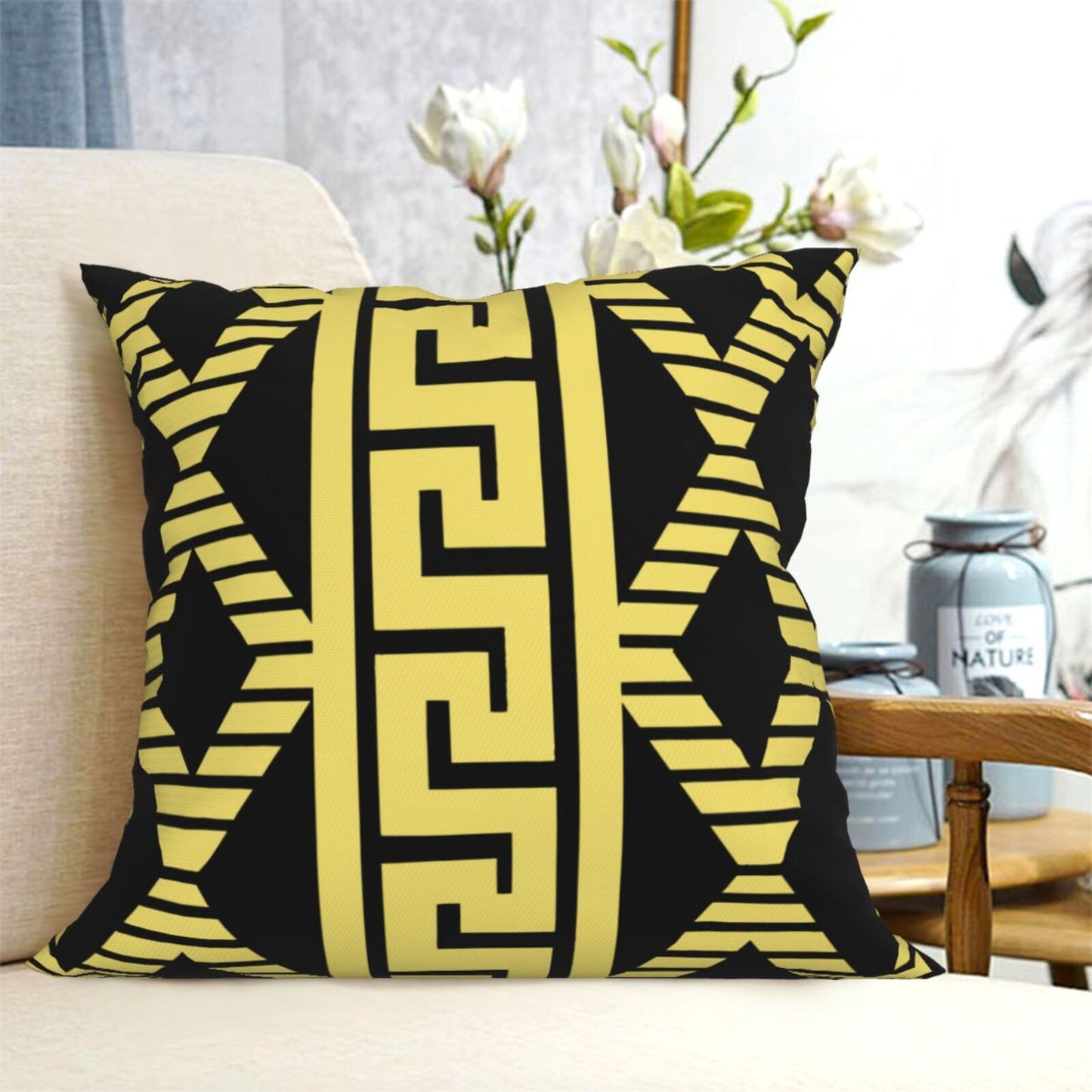 Geometric Cushion Covers 18x18 inchs Greek Key Ethnic Cushion Cases for Sofa Couch