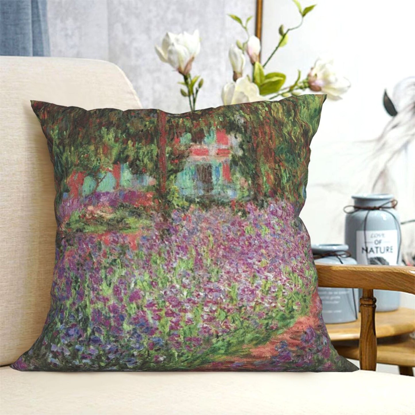 Claude Monet Pillow Covers Set of 4 Art Design Cushion Covers 18 x 18 Inches