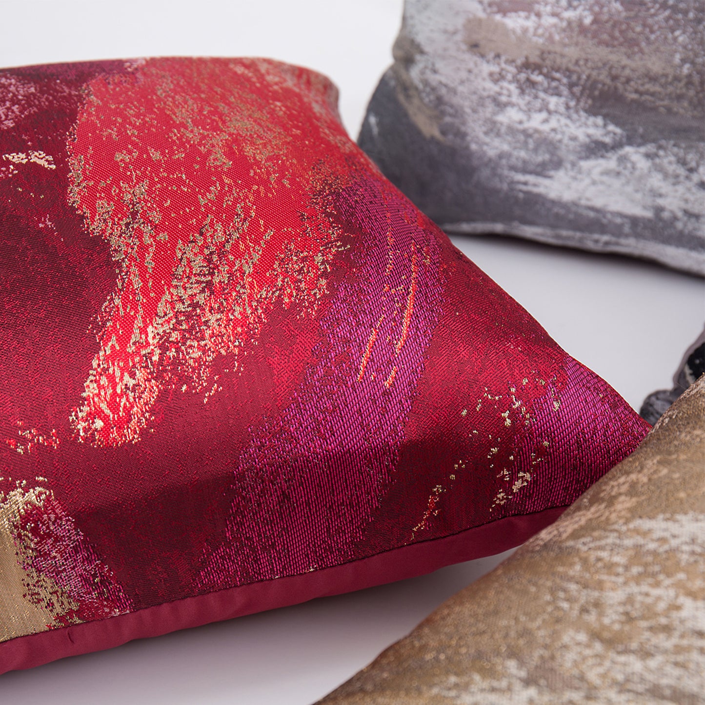 Abstract Throw Pillow Covers 18x18 inch Set of 2 Jacquard Textured Decorative Cushion Covers