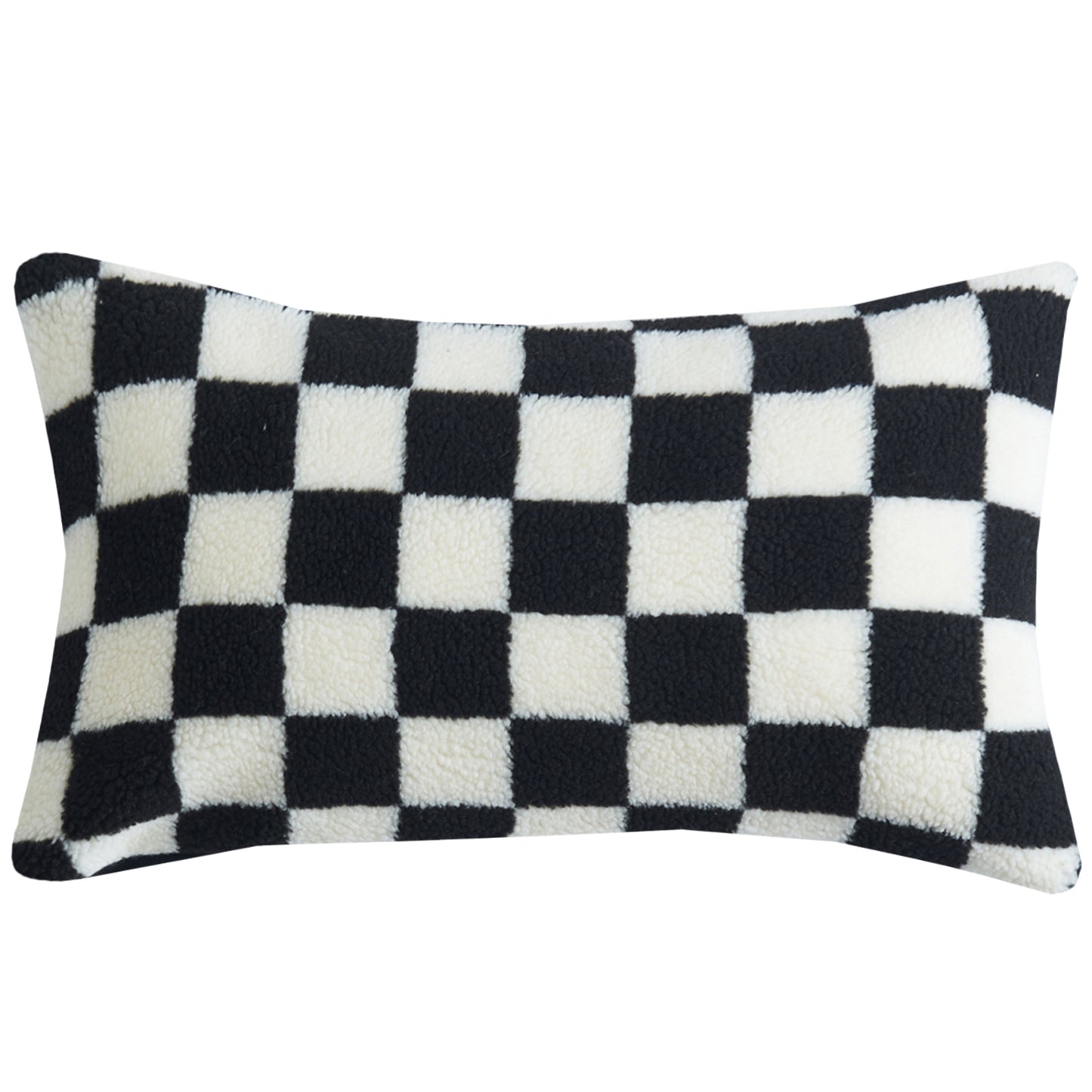 Checkerboard Pillow Covers Set of 2 Faux Fur Cushion Covers for Sofa Bed