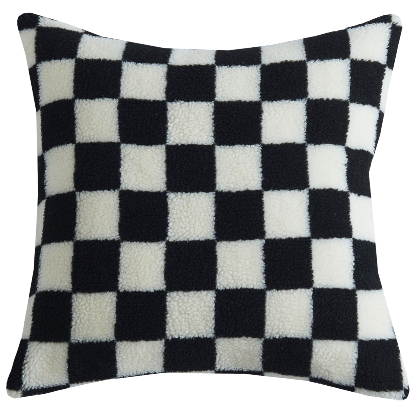 Checkerboard Pillow Covers Set of 2 Faux Fur Cushion Covers for Sofa Bed