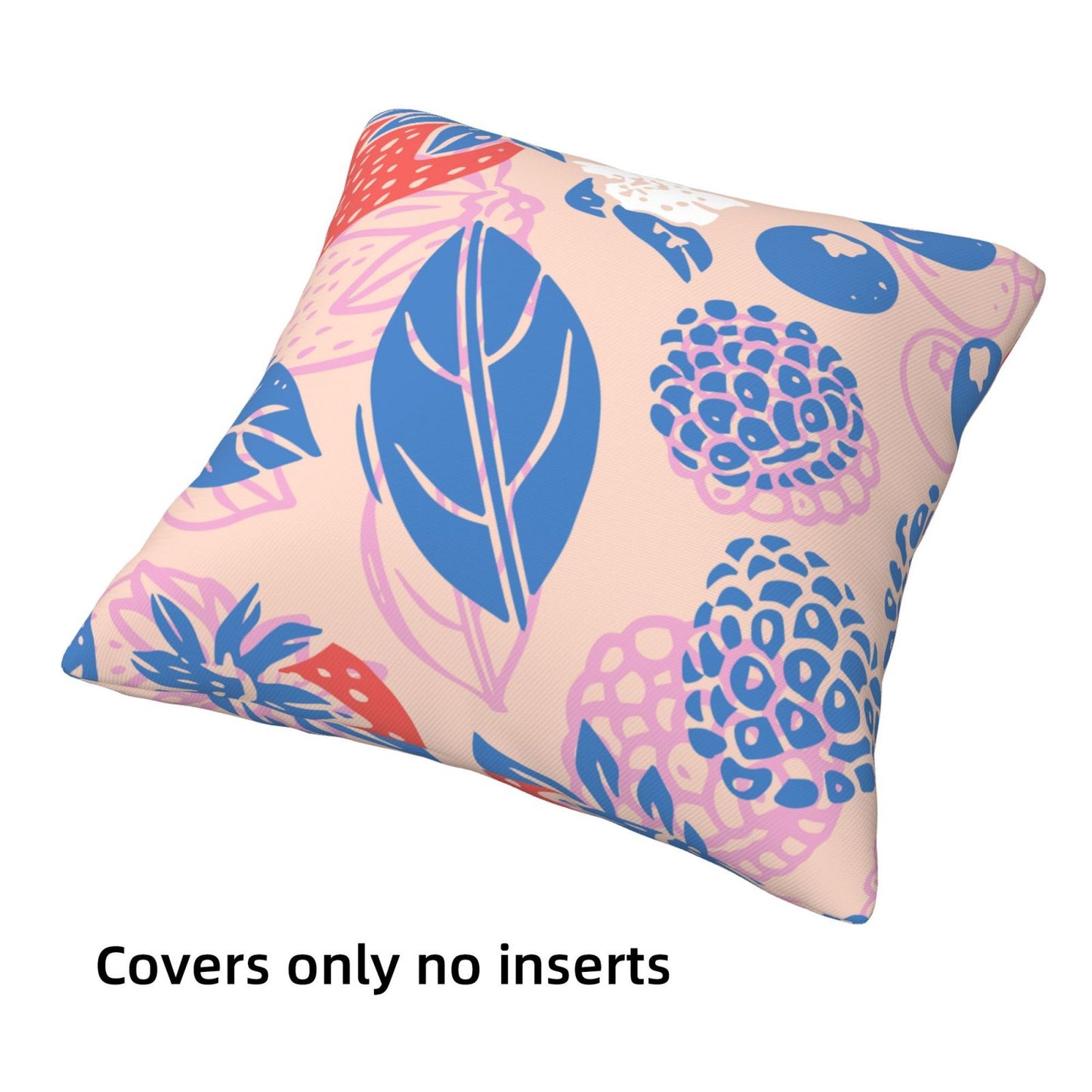 HOSTECCO Summer Throw Pillow Covers 18x18 inch Set of 4 Tropical Fruits Leaf Pillow Cases Pink Color Decorative Cushion Covers for Sofa Couch