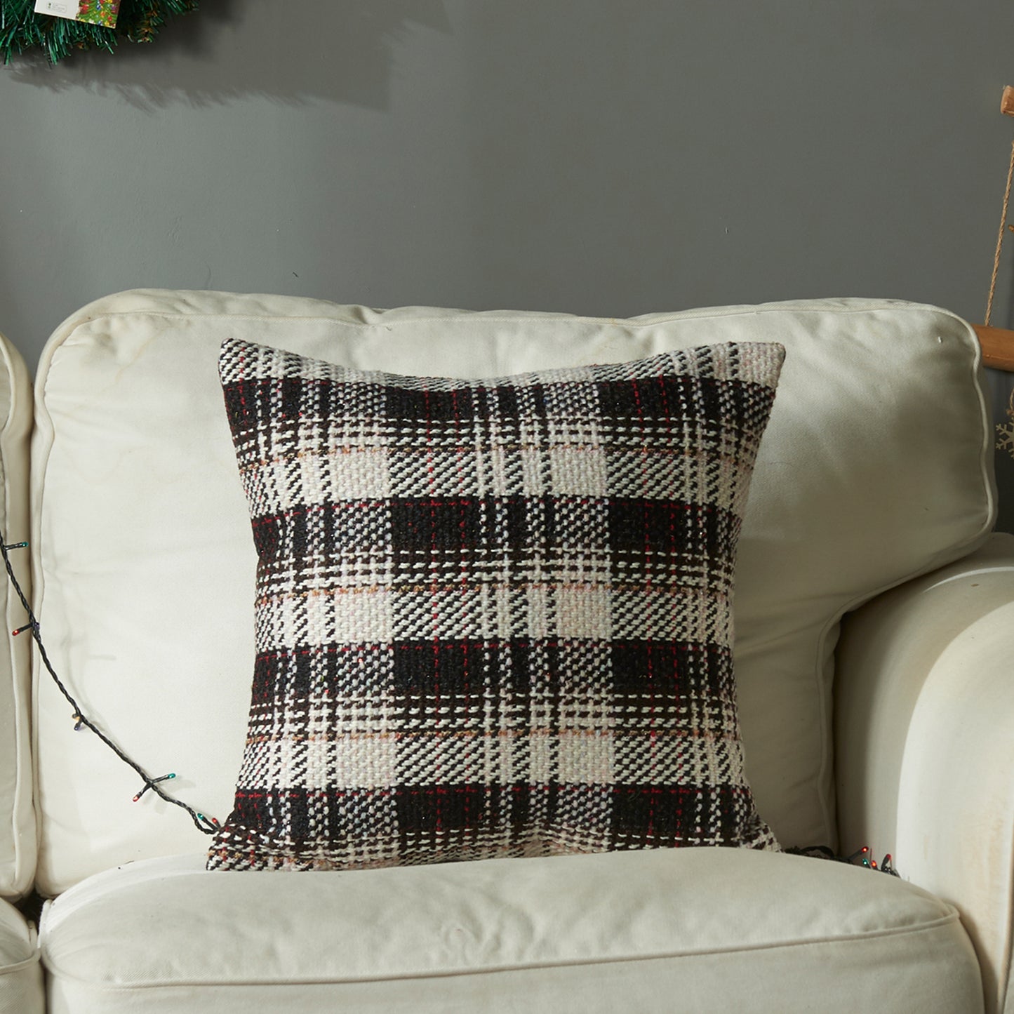 CKNCZ,HOSTECCO Knitted Pillow Covers Retro Plaid Tartan Pillow Cases for Sofa Bed
