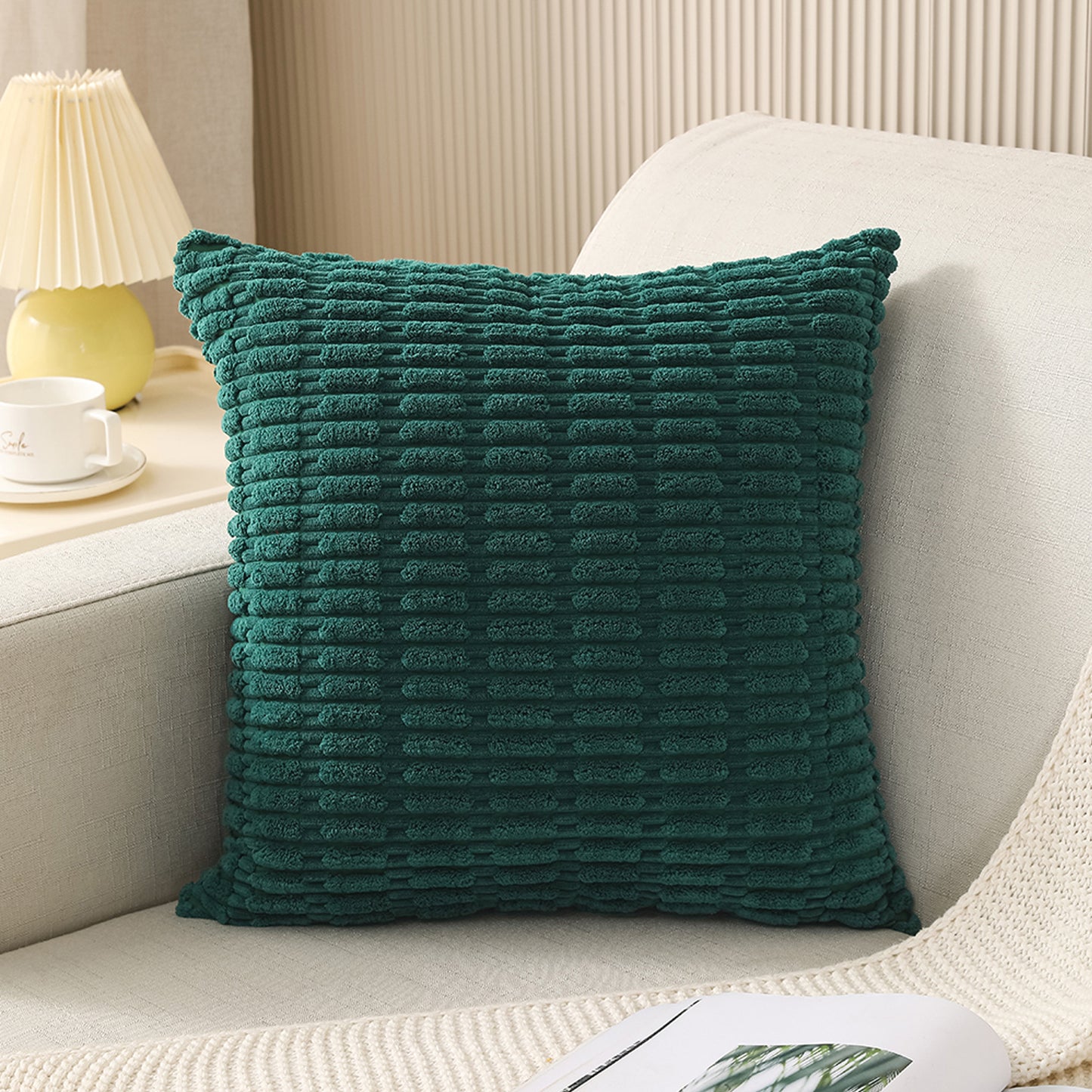 Corduroy Boho Striped Throw Pillow Covers Solid Cushion Covers for Sofa Living Room