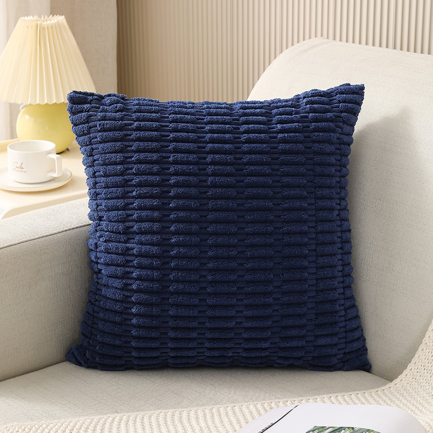 Corduroy Boho Striped Throw Pillow Covers Solid Cushion Covers for Sofa Living Room