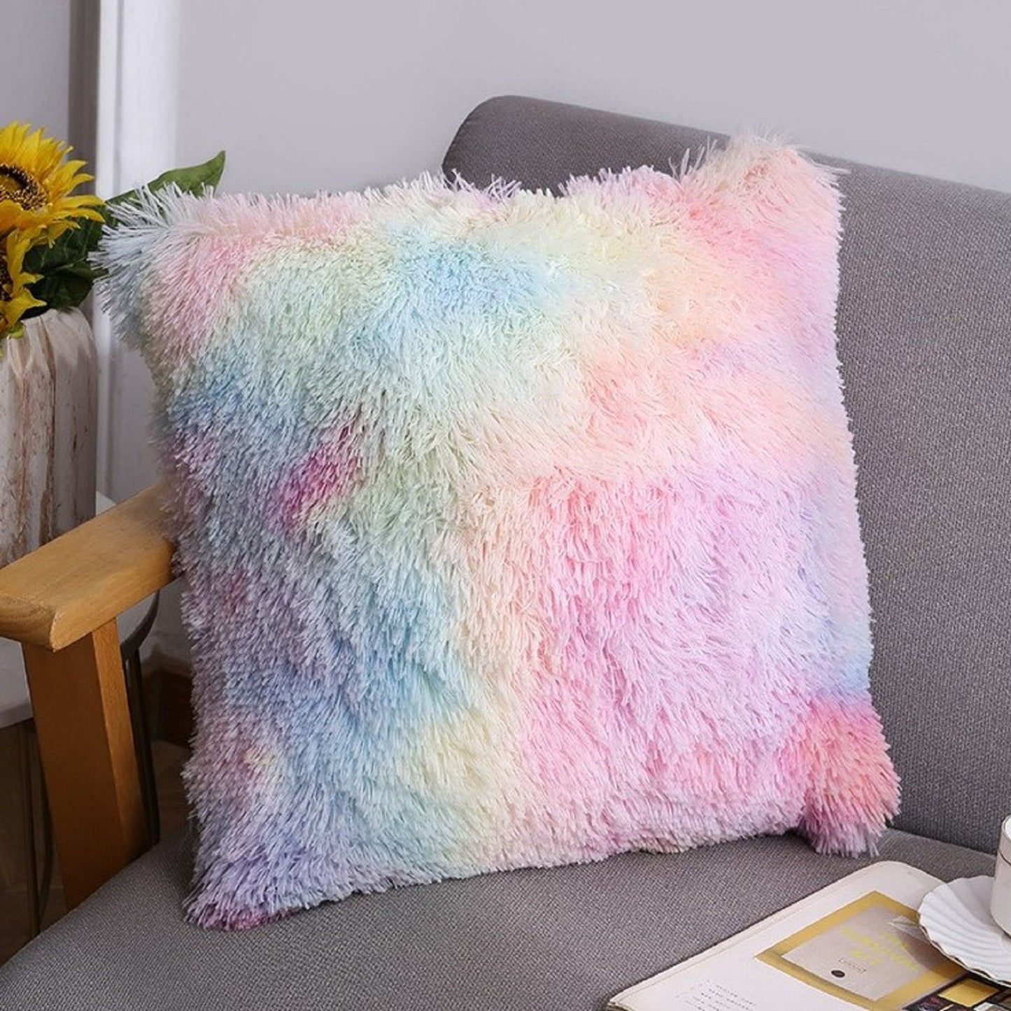 Fluffy Cushion Covers Set of 1 Faux Fur Pillow Covers 16x16 inch for Sofa Couch