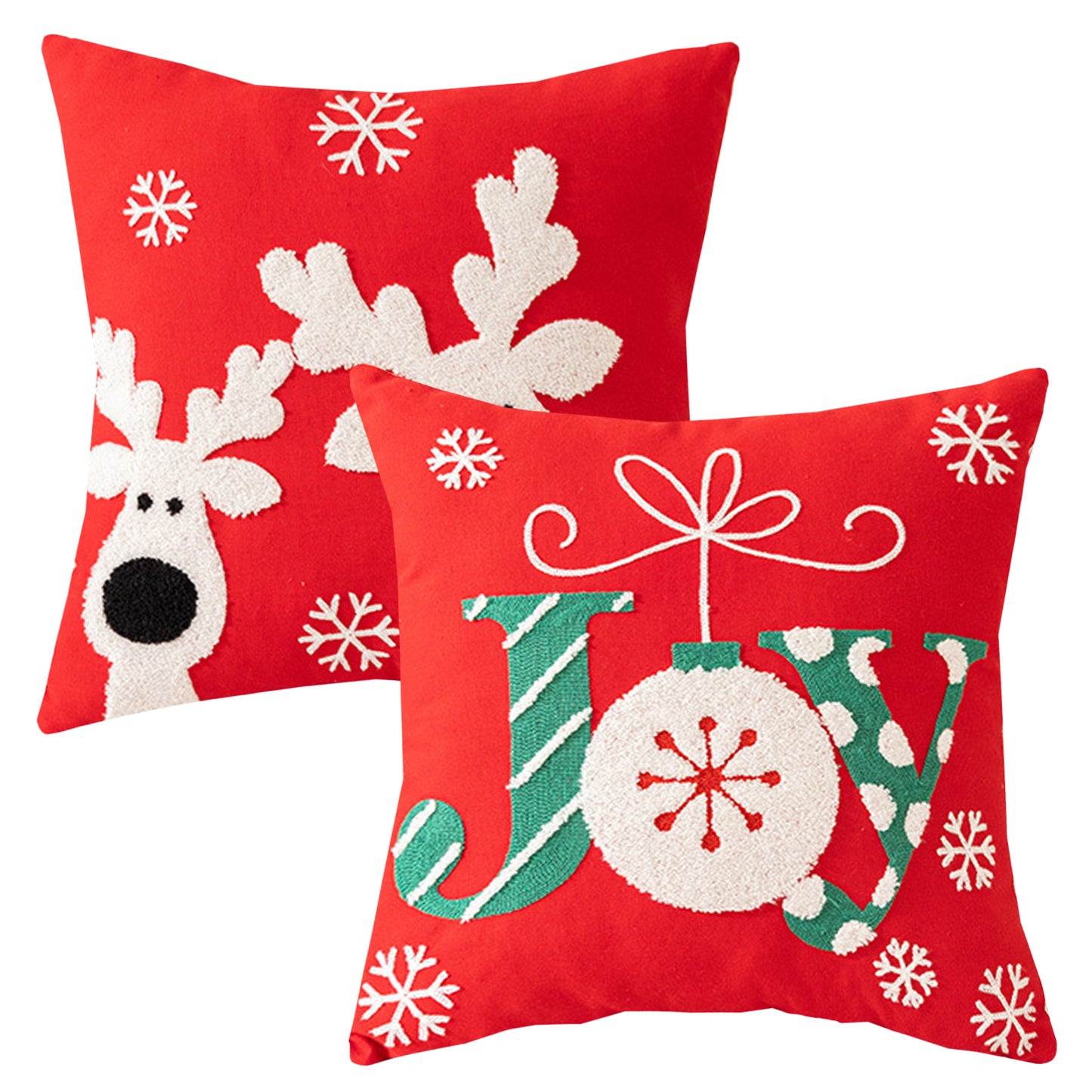 Christmas Throw Pillow Covers 18x18 inch Embroidery Xmas Cushion Covers for Sofa Living Room
