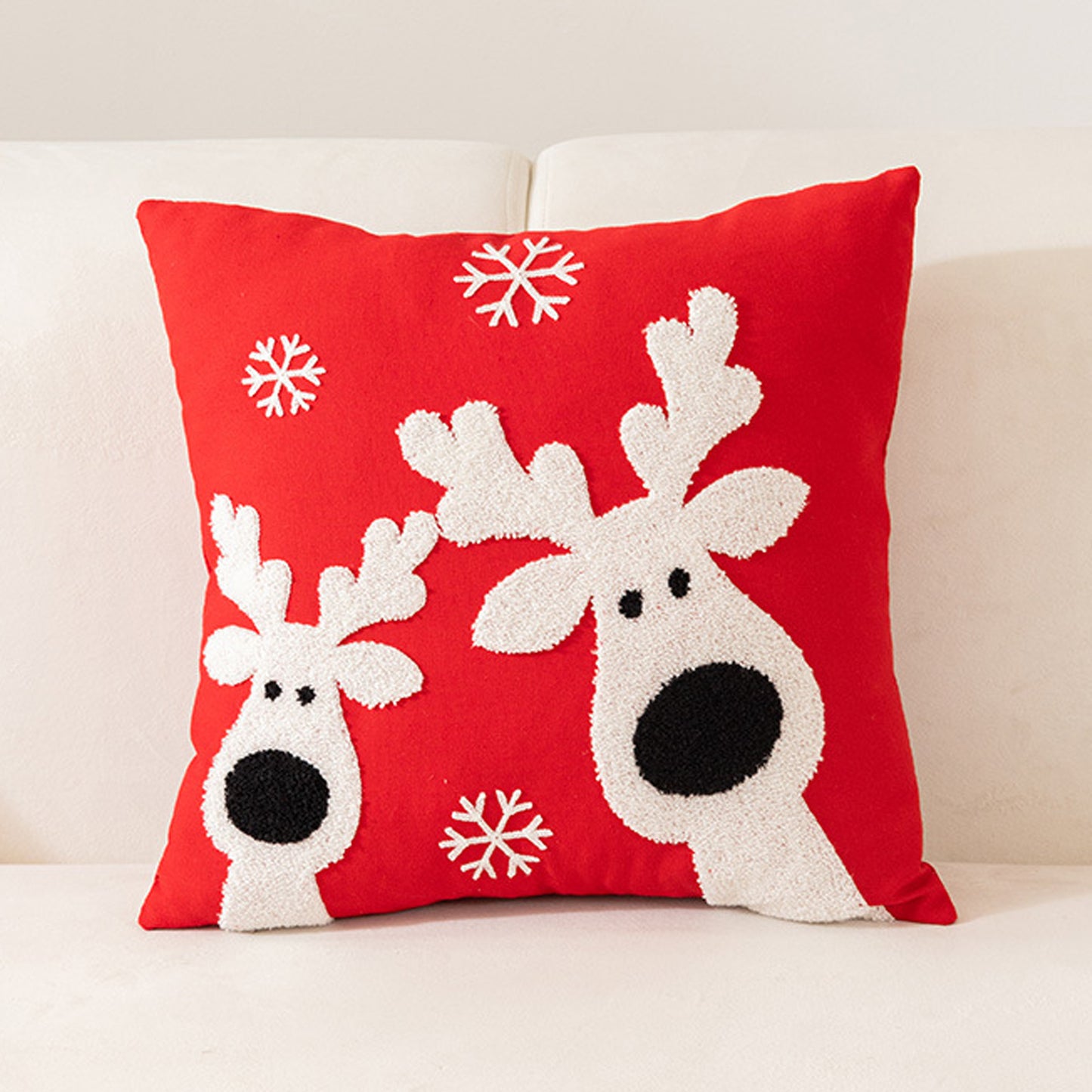 Christmas Throw Pillow Covers 18x18 inch Embroidery Xmas Cushion Covers for Sofa Living Room