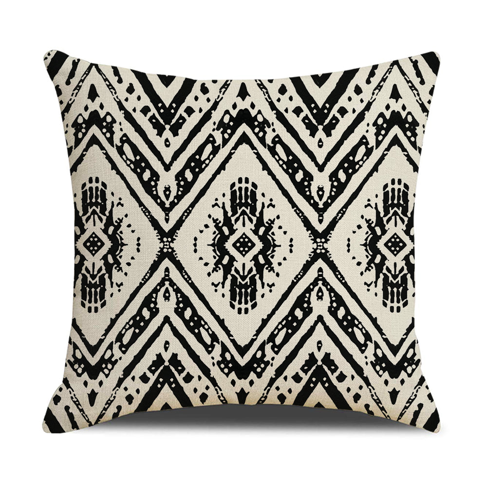 Geometric Cushion Covers 18x18 inch Set of 4 Black and White Pillow Covers for Sofa Couch