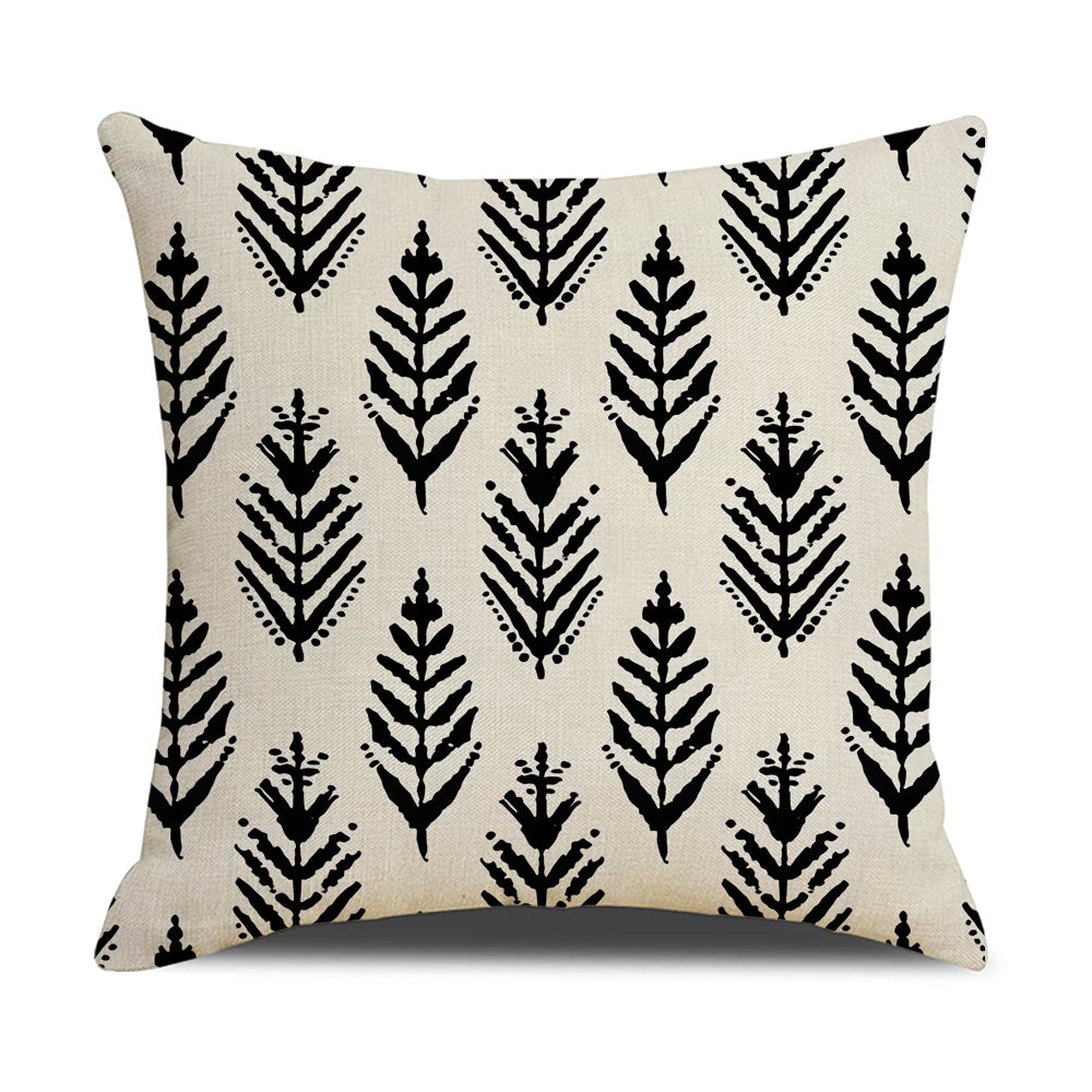 Geometric Cushion Covers 18x18 inch Set of 4 Black and White Pillow Covers for Sofa Couch