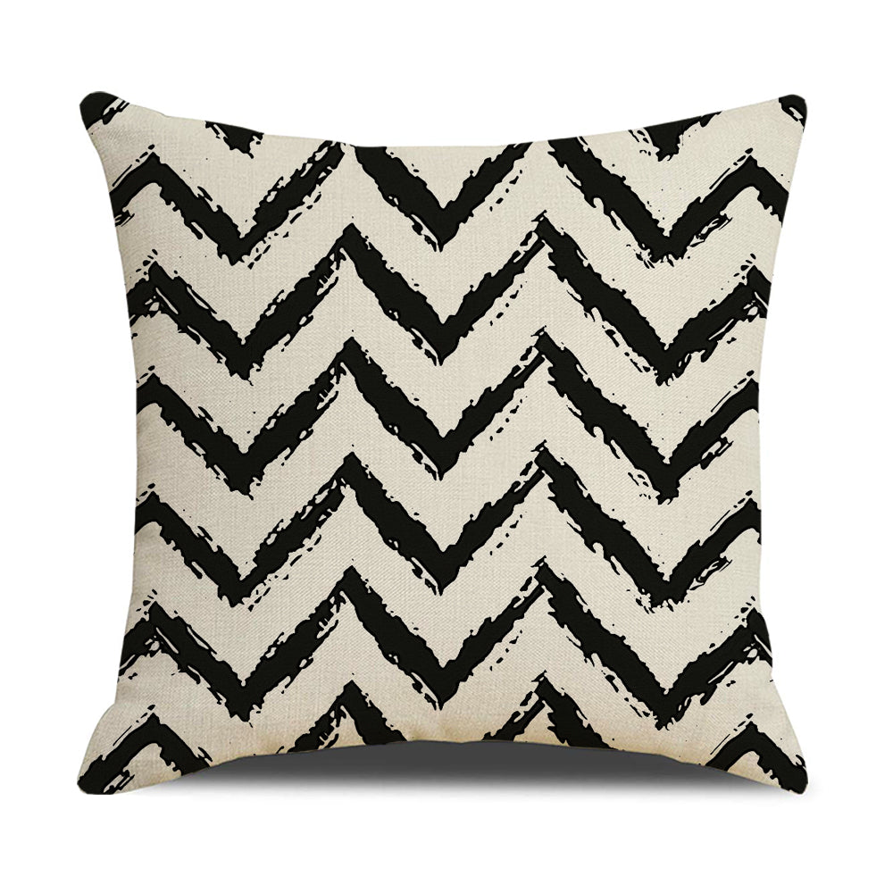Geometric Cushion Covers 18x18 inch Set of 4 Black and White Pillow Covers for Sofa Couch