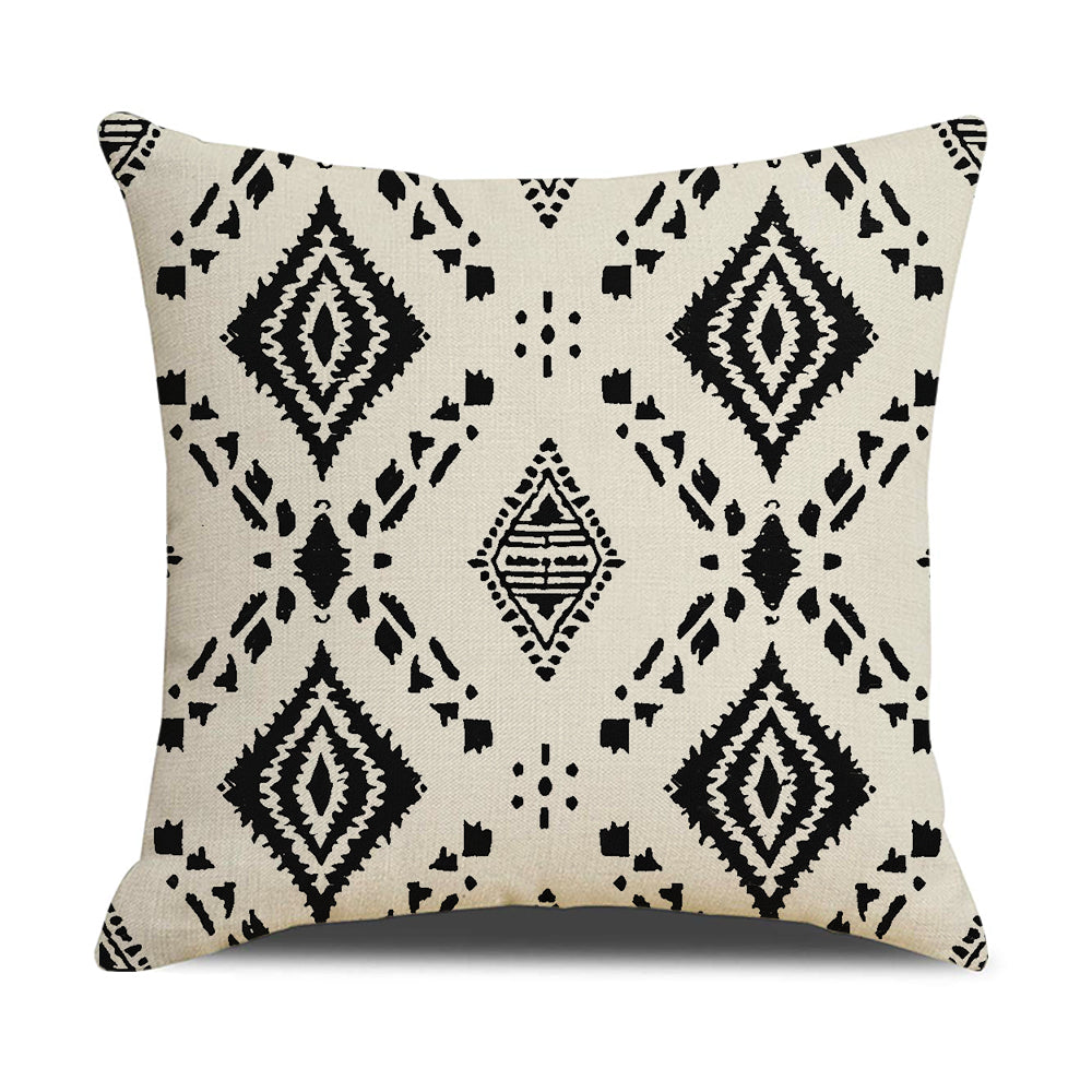 Geometric Cushion Covers 18x18 inch Set of 4 Black and White Pillow Covers for Sofa Couch
