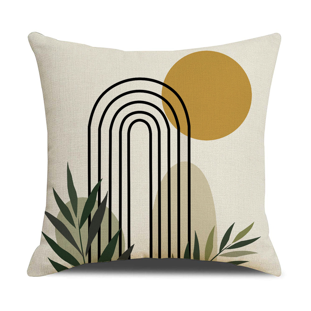 Boho Abstract Cushion Covers 18x18 inch Set of 4 Orange Sunrise Pillow Covers for Couch Sofa