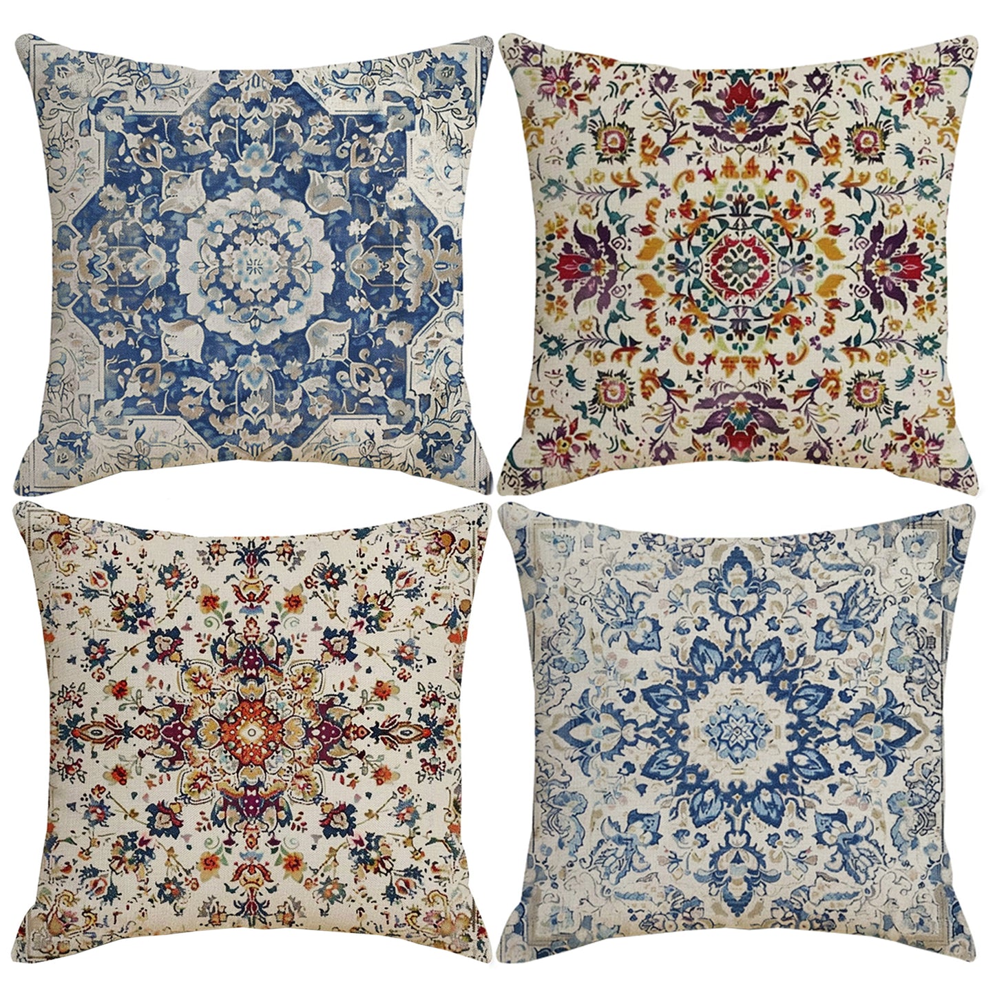 Ethnic Boho Abstract Pillow Covers 18x18 inch Set of 4 Carpet Pattern Cushion Covers for Couch Sofa