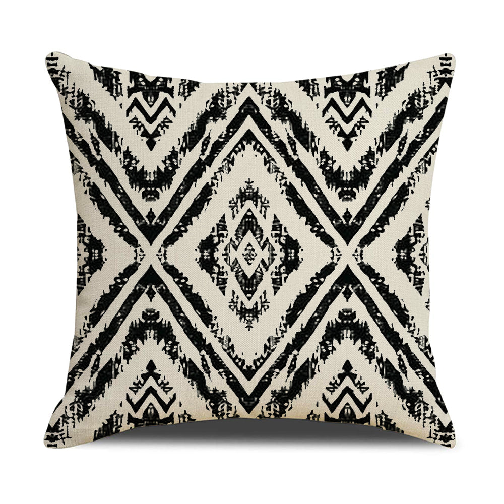 Boho Geometric Pillow Covers 18x18 inch Set of 4 Black and White Cushion Covers for Couch Sofa