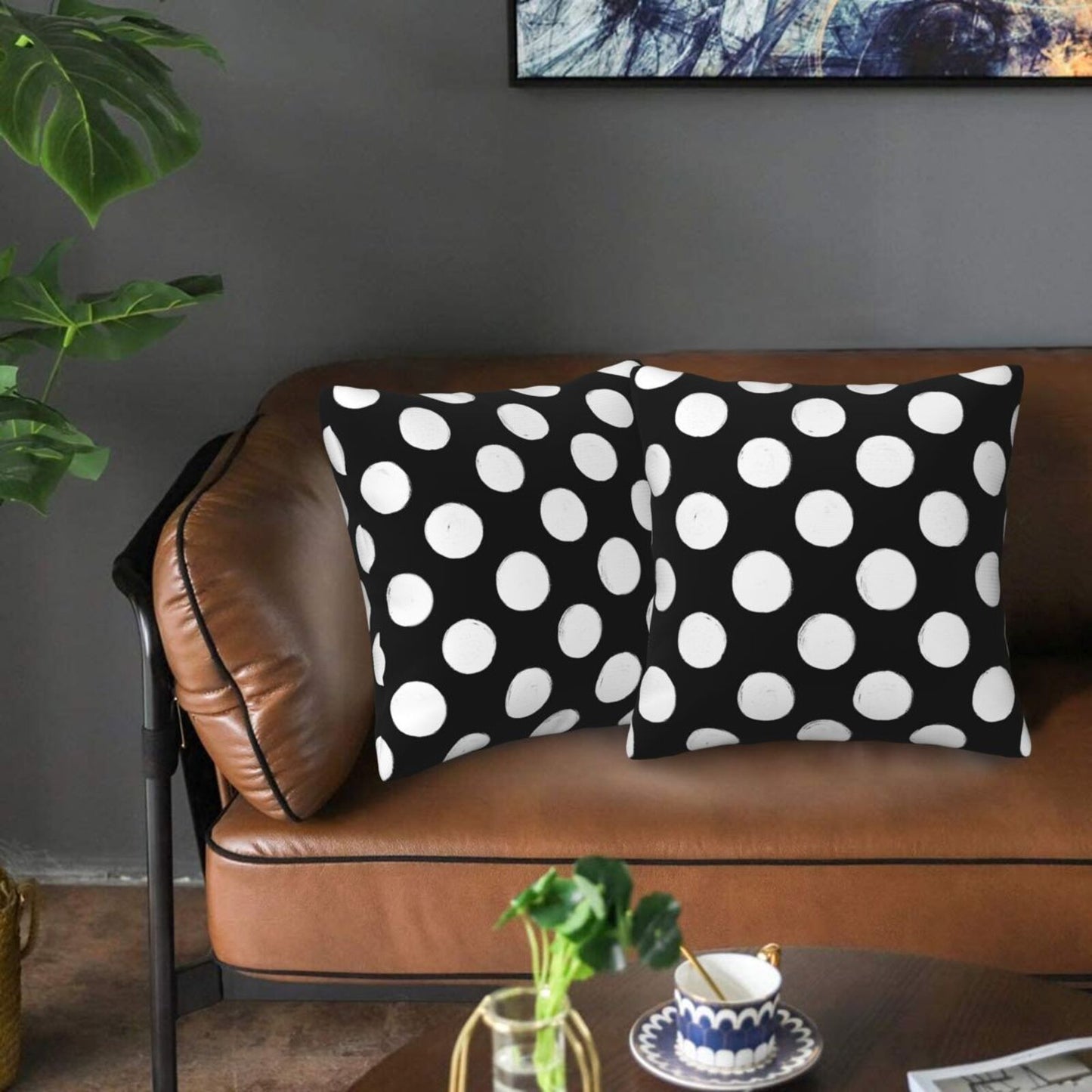 Polka Dot Throw Pillow Covers 18x18 inch Set of 2 Modern Velvet Decorative Cushion Covers