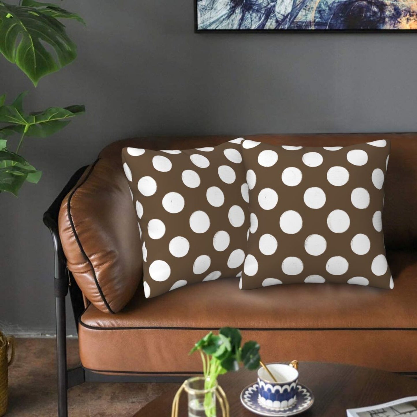 Polka Dot Throw Pillow Covers 18x18 inch Set of 2 Modern Velvet Decorative Cushion Covers