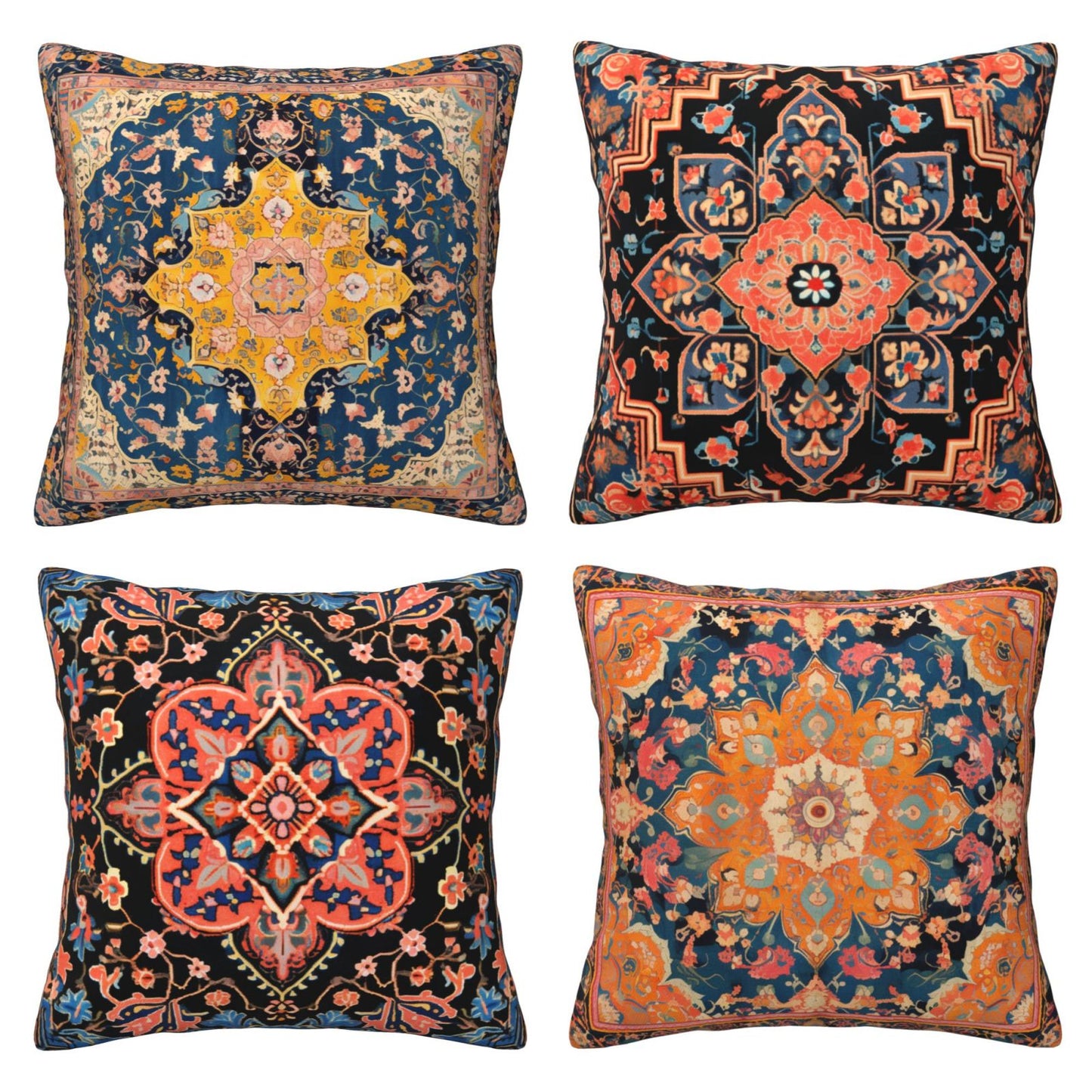 Ethnic Throw Pillow Covers 18x18 inch Boho Carpet Cushion Covers for Sofa Couch
