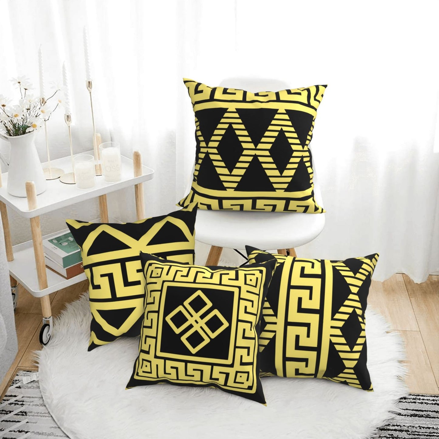 Geometric Cushion Covers 18x18 inchs Greek Key Ethnic Cushion Cases for Sofa Couch