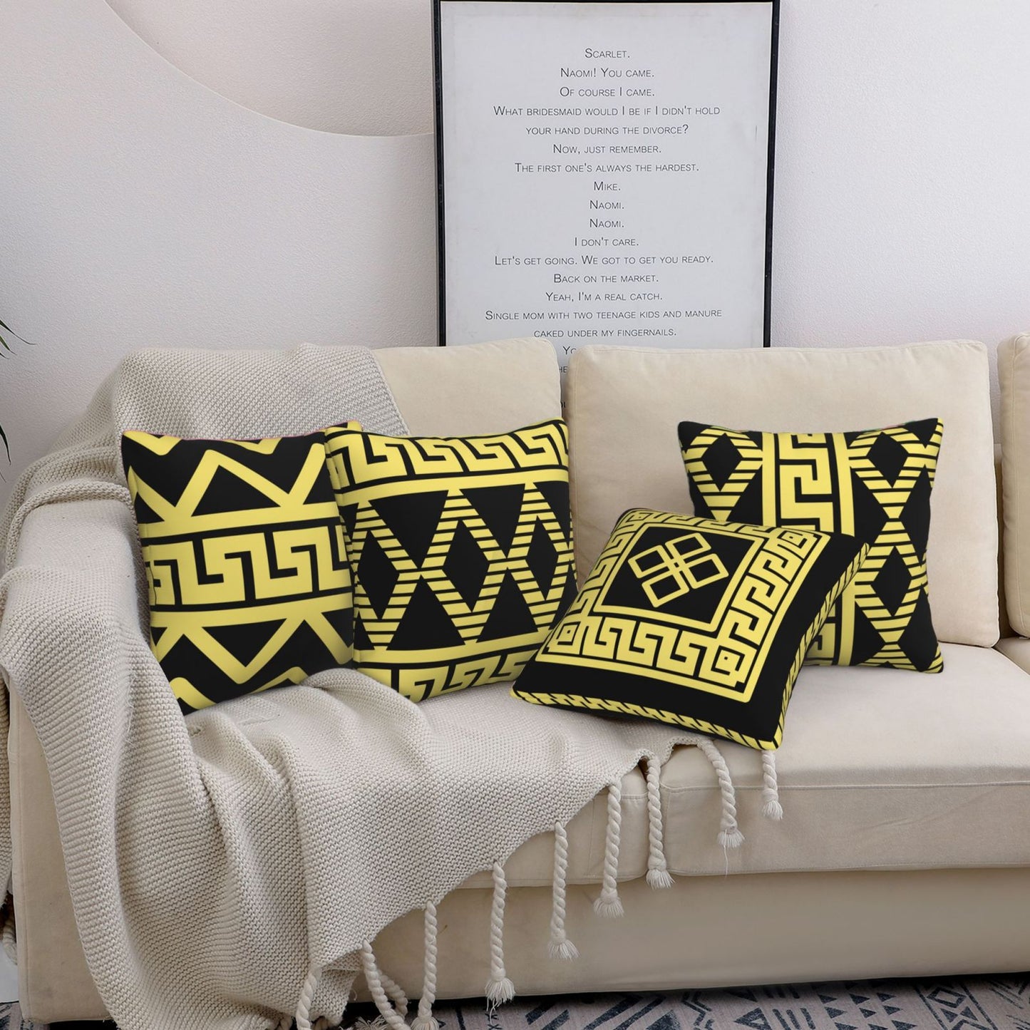 Geometric Cushion Covers 18x18 inchs Greek Key Ethnic Cushion Cases for Sofa Couch