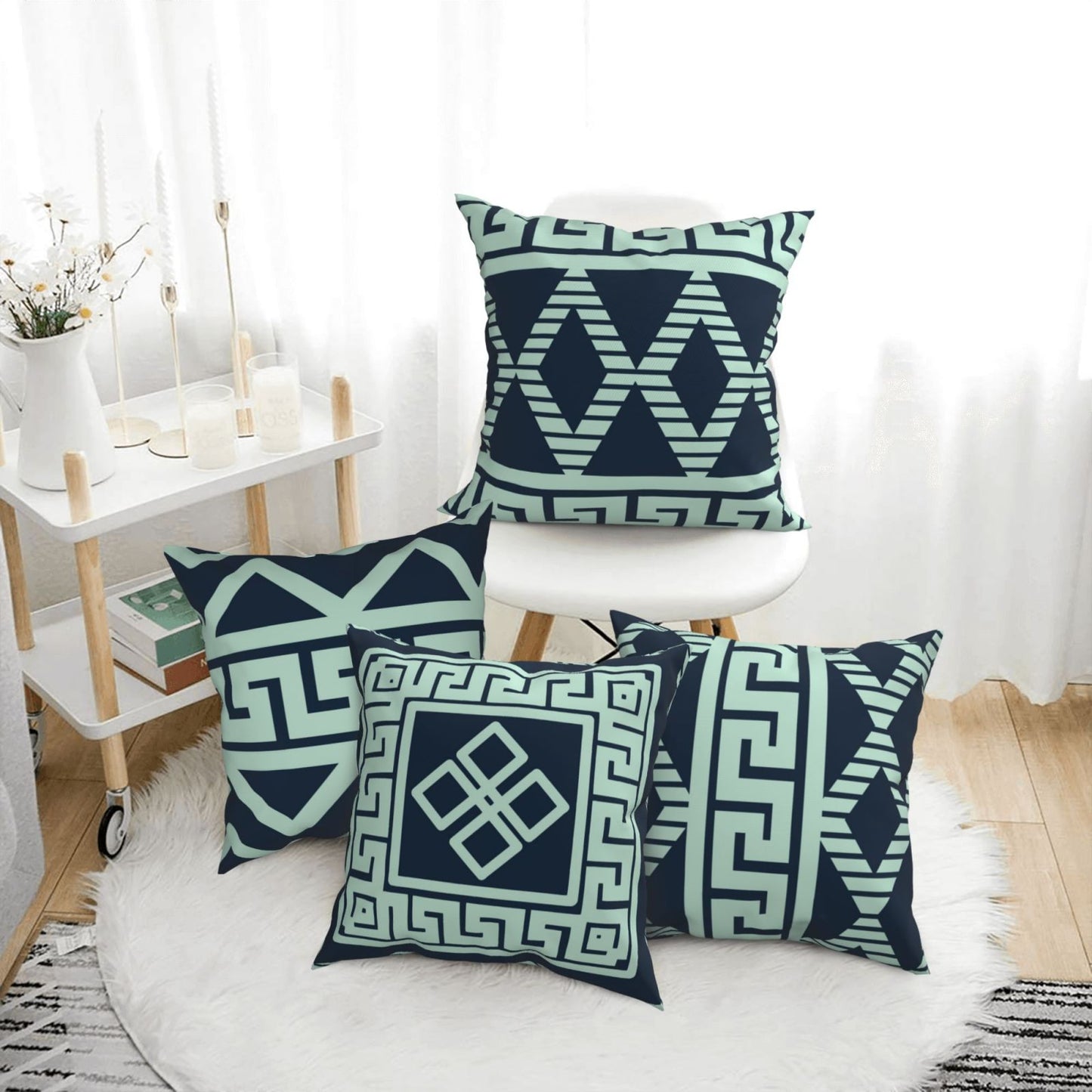 Geometric Pillow Covers 18x18 inch Boho Ethnic Pillow Cases for Sofa Couch