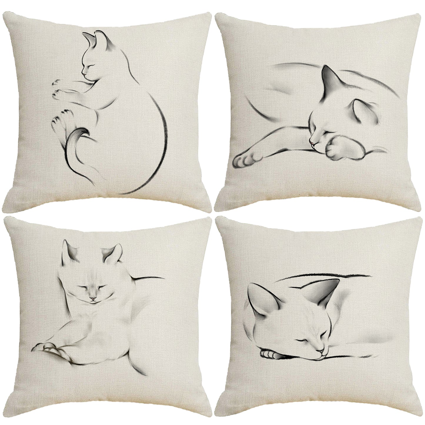 Cat Throw Pillow Covers 18x18 inch Pet Farmhouse Decorative Cushion Covers for Sofa Couch