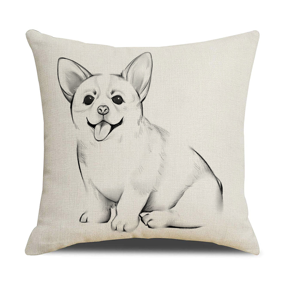 Dog Throw Pillow Covers 18x18 inch Set of 4 Animal Painting Cushion Covers for Sofa Couch