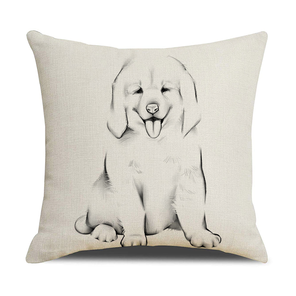 Dog Throw Pillow Covers 18x18 inch Set of 4 Animal Painting Cushion Covers for Sofa Couch
