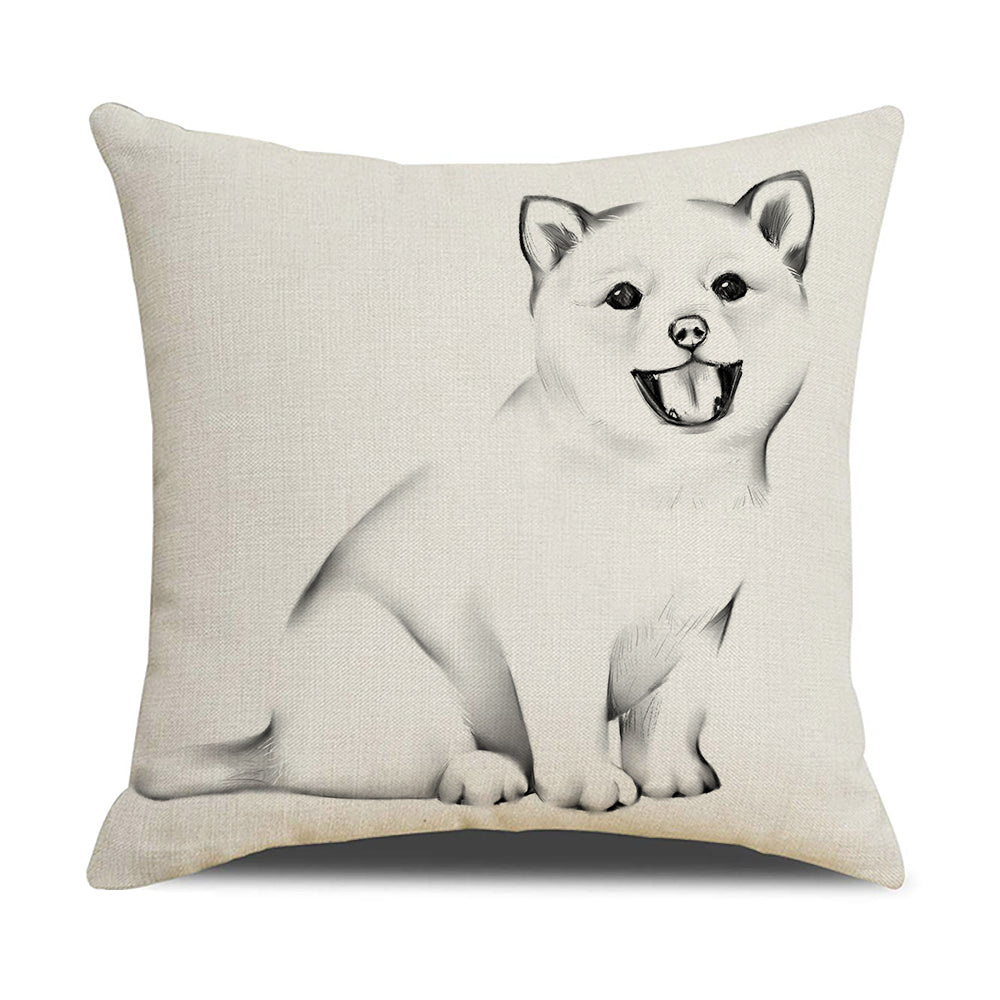 Dog Throw Pillow Covers 18x18 inch Set of 4 Animal Painting Cushion Covers for Sofa Couch
