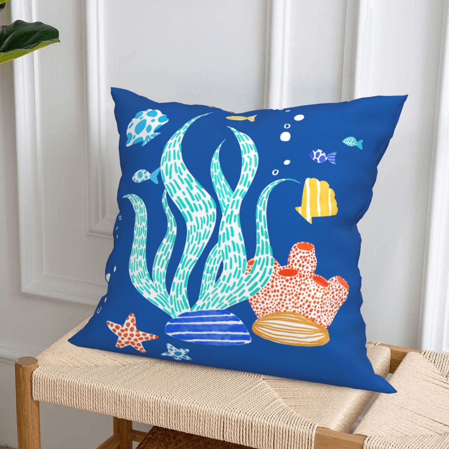 Nautical Throw Pillow Covers 18x18 inch Set of 4 Sea Star Fish Pillow Cases for Sofa Couch