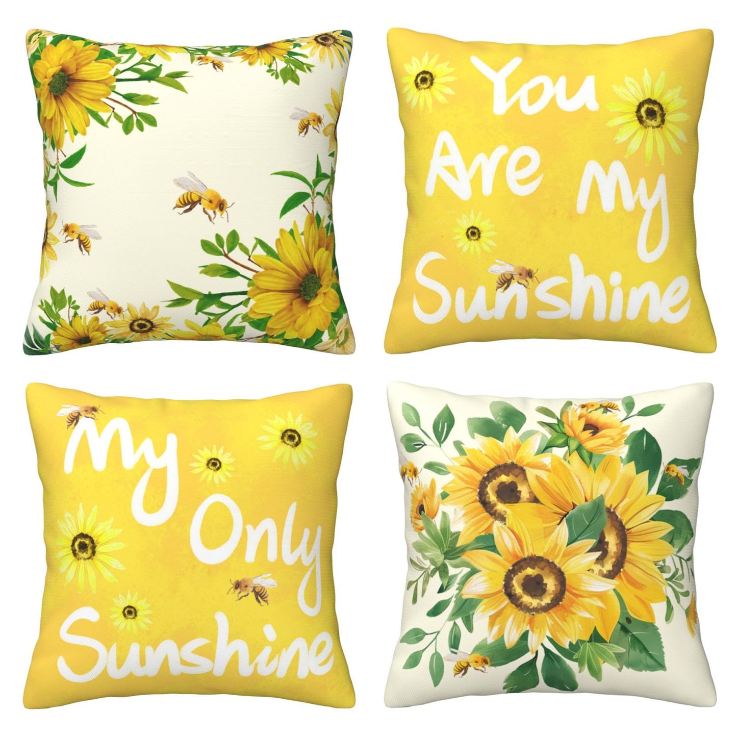 Summer Throw Pillow Covers 18x18 inch Set of 4 Leaves Fruit Decorative Cushion Covers for Sofa Couch