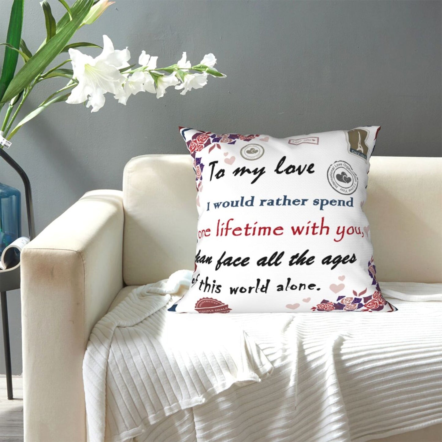 Valentine's Day Cushion Covers 18x18 inch To My Love Pillow Covers Gift for Anniversary Wedding