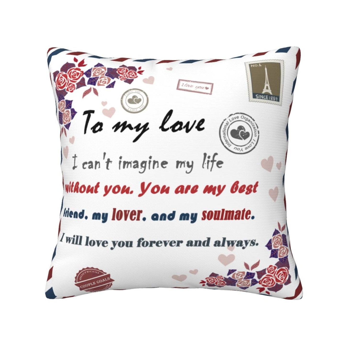 Valentine's Day Cushion Covers 18x18 inch To My Love Pillow Covers Gift for Anniversary Wedding