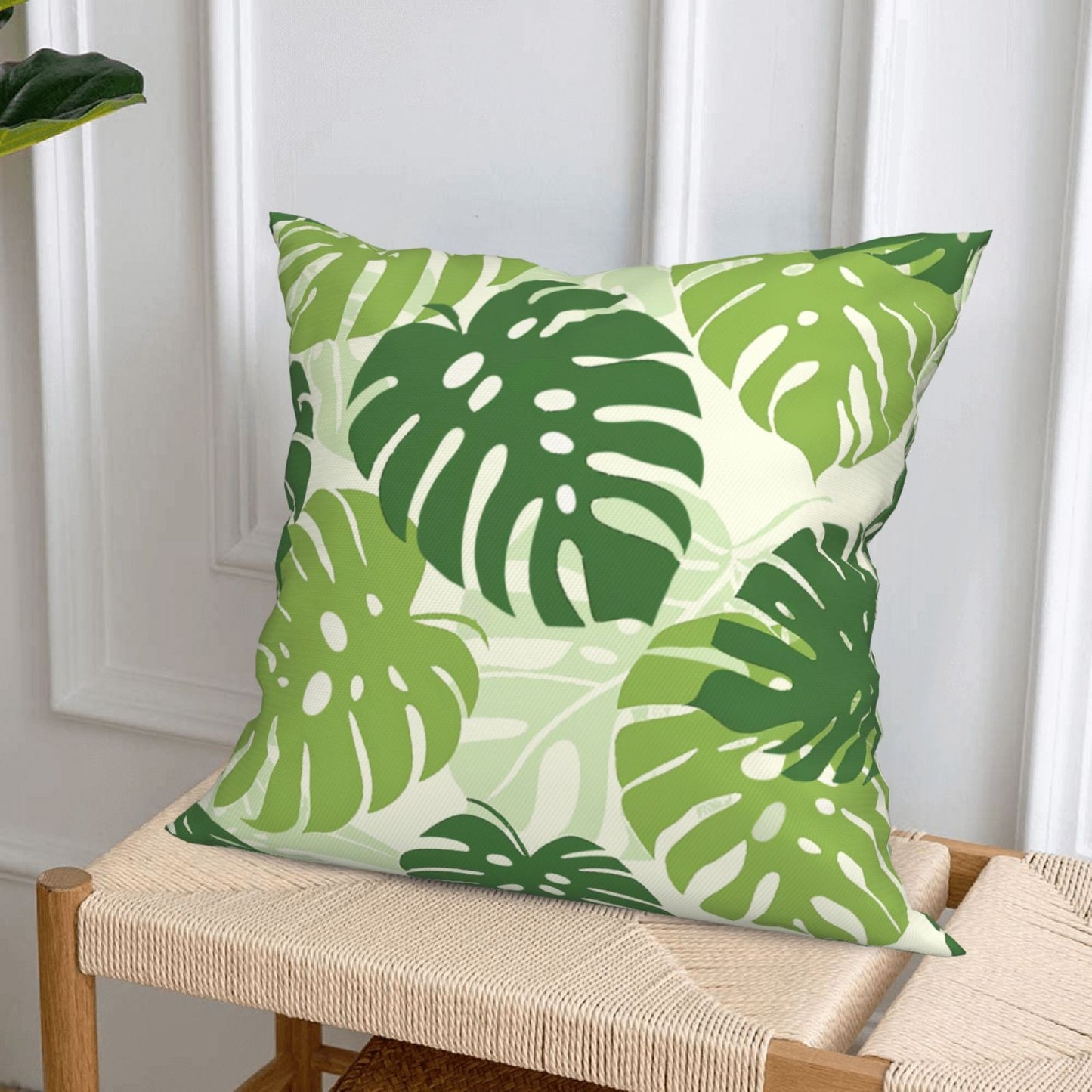 Tropical Green Leaves Throw Pillow Covers 18x18 inch Set of 4 Botanical Cushion Covers