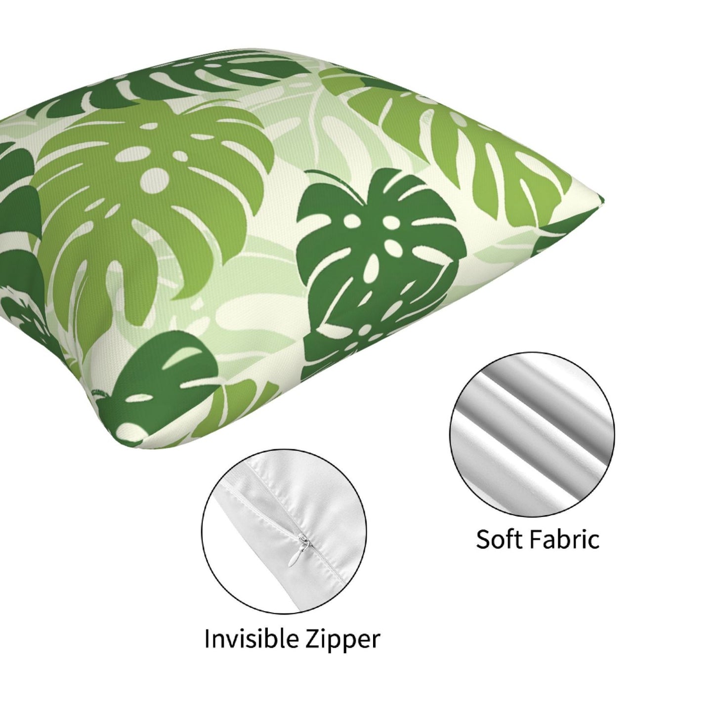Tropical Green Leaves Throw Pillow Covers 18x18 inch Set of 4 Botanical Cushion Covers