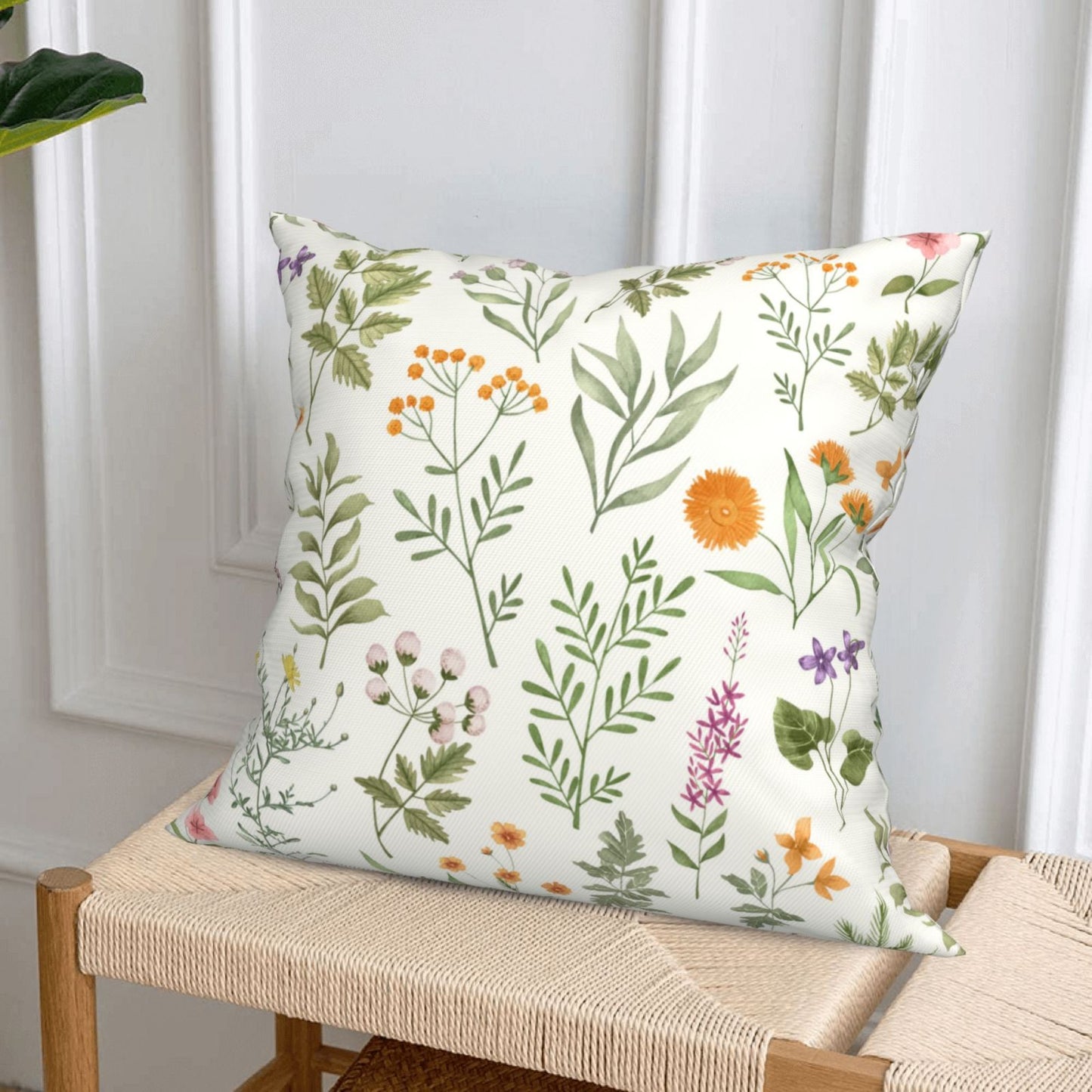 Botanical Throw Pillow Covers 18x18 inch Set of 4 Spring Floral Butterfly Decorative Cushion Covers for Sofa Couch