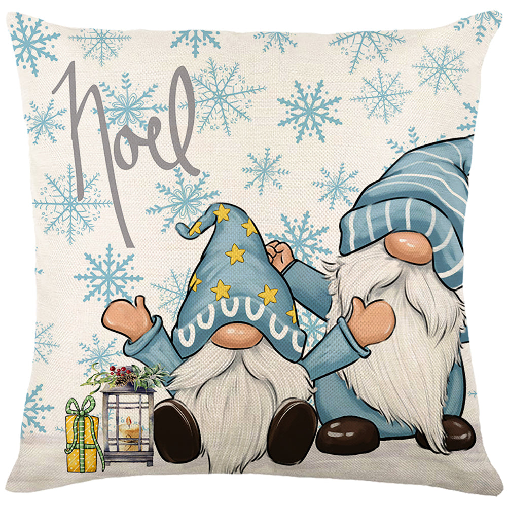 Blue Christmas Throw Pillow Covers 18x18 inch Set of 4 Winter Holiday Decorative Cushion Covers