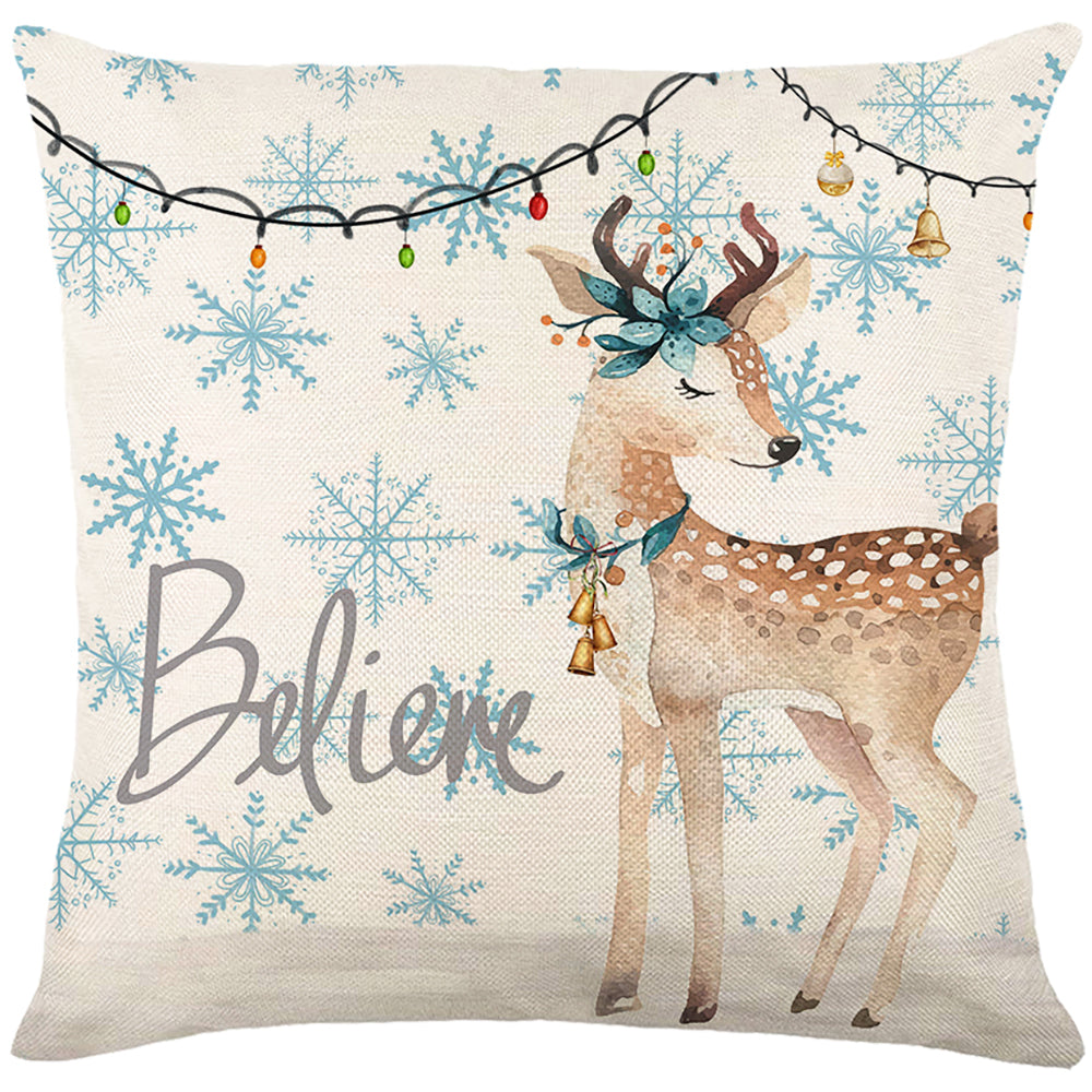 Blue Christmas Throw Pillow Covers 18x18 inch Set of 4 Winter Holiday Decorative Cushion Covers